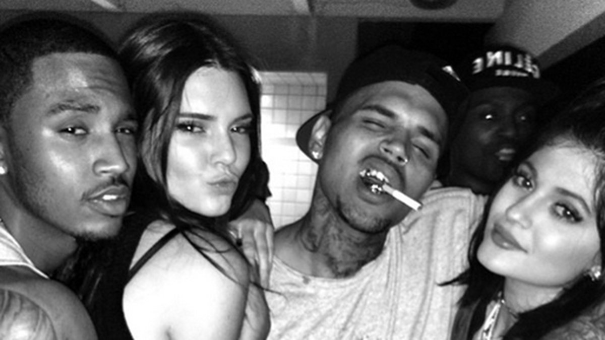 Trey Songz, Kendall Jenner, Chris Brown och Kylie Jenner poserade glatt på Instagram.